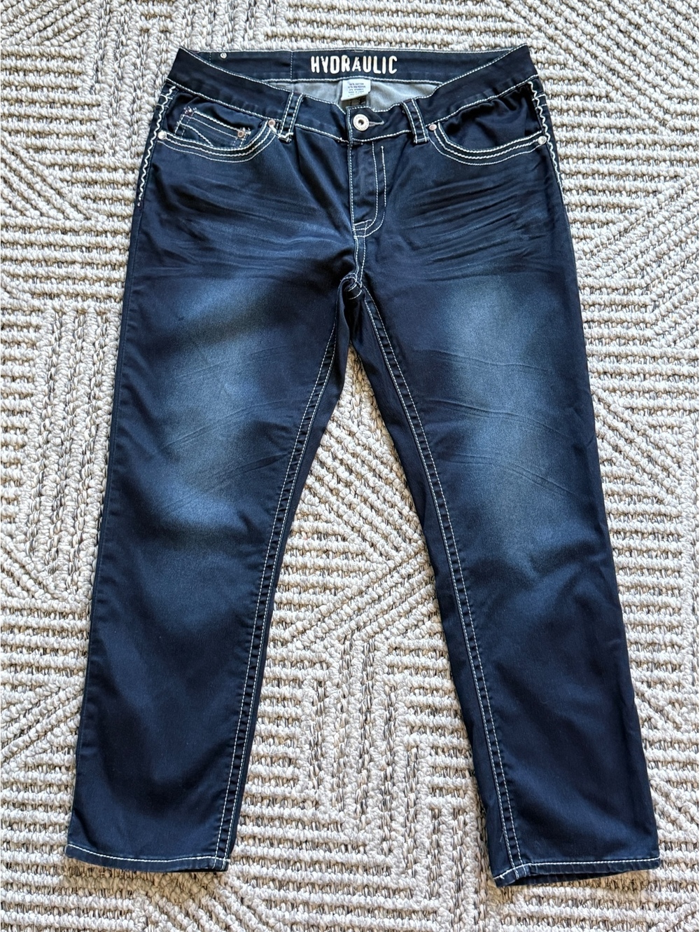 Hydraulic dark-wash cropped denim jeans size 13/14